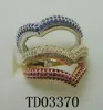 Africa Jewelry Unique Heart Design Three Color Rhinestone Finger Rings Silver/Gold/Rose Gold Plate Assorted Set Rings