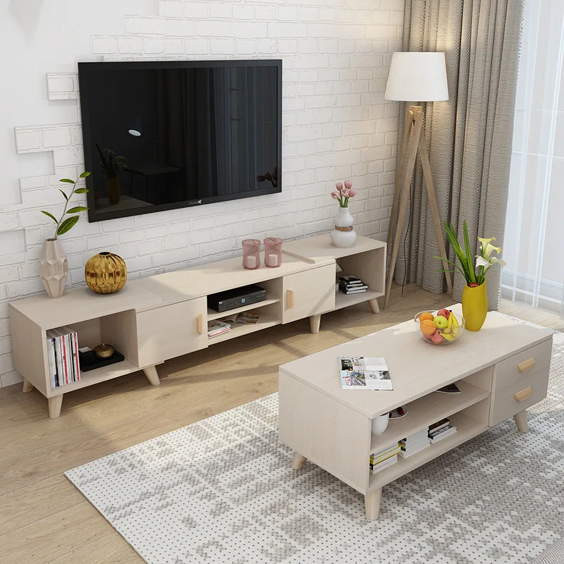 Tv Cabinet Tea Table With Solid Wood Legs Bedroom Living Room