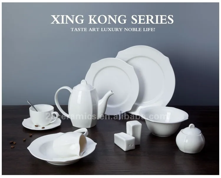 Hotel royal bone china , porcelain crockery set , luxury dinner set for banquet wedding party