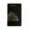 Wholesale USA Premium Gold Hot Foil Stamping Logo Custom, B6 Hardcover Skiver Black PU Notebook With Elastic Strap