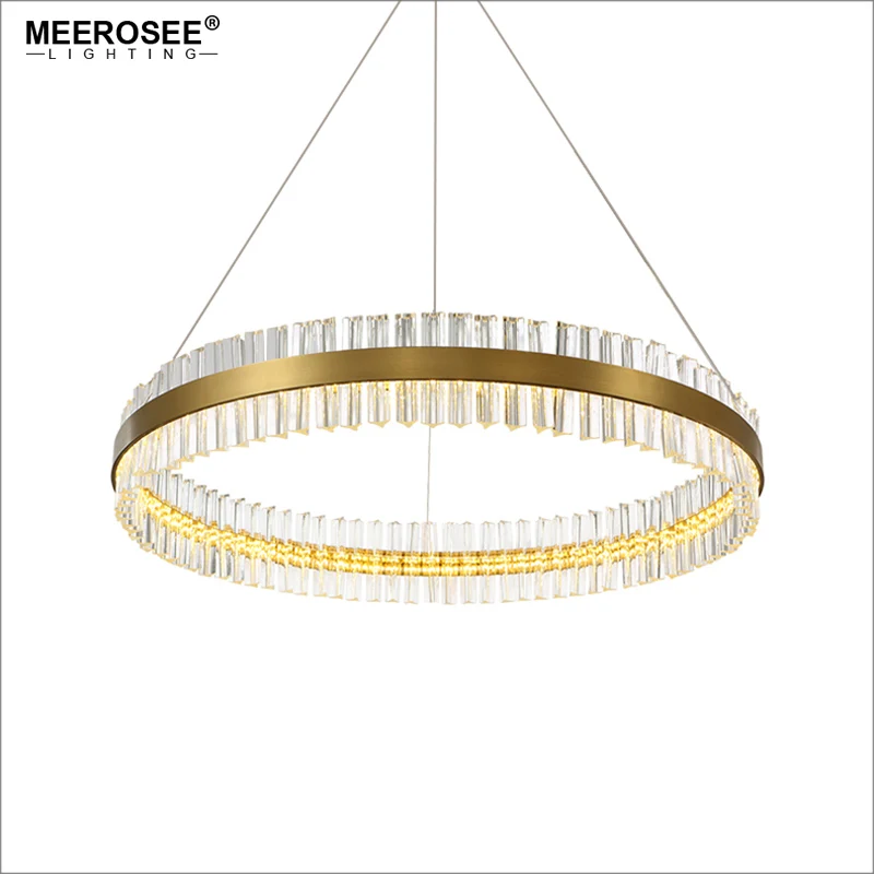 MEEROSEE LED Pendant Light Crystal Hanging Lamp for Dinning room Creative Circle Lamparas Lustres Home Lighting MD85509