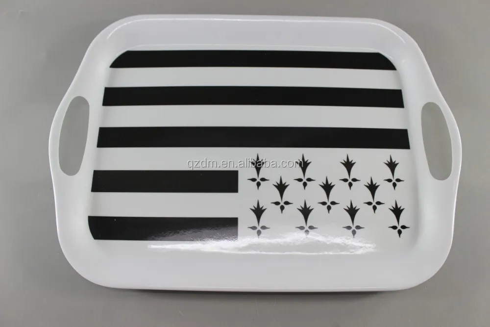 Cheap 14" Melamine Serving Tray With handle