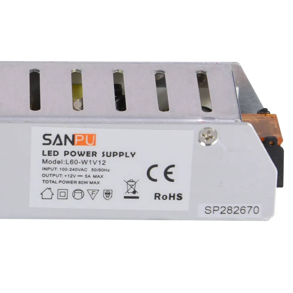 Indoor Use Powerful 100v-240v AC-DC Switching Power Supply 60w Led Driver