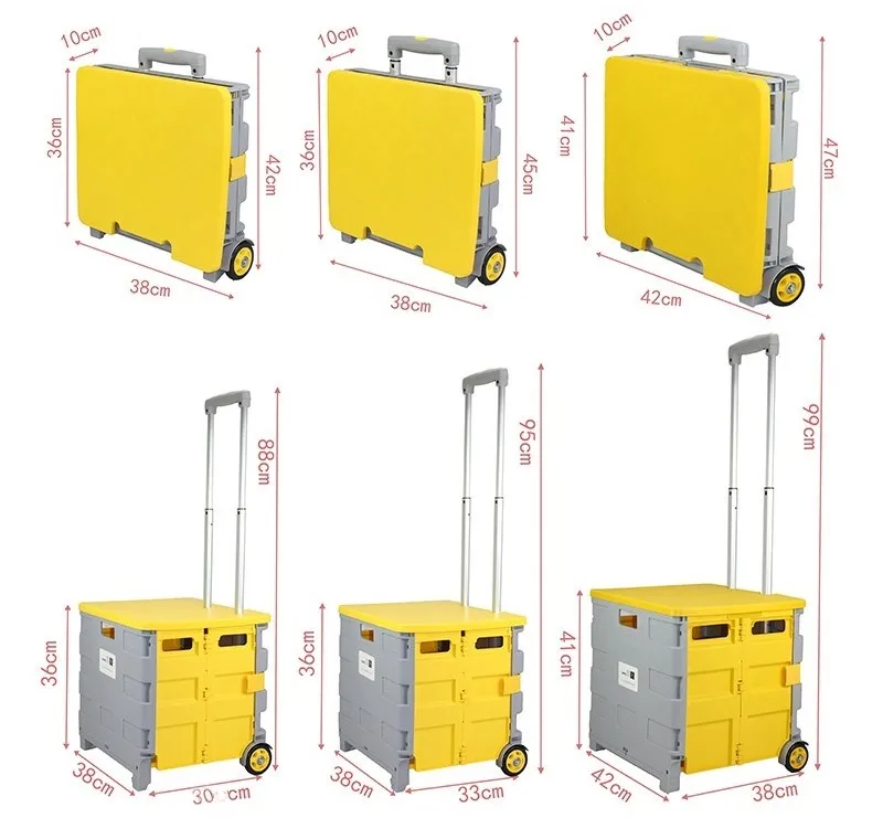 Woka Home Storage Box Cart Folding Luggage Cart Foldable Shopping Cart