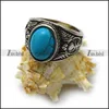 Vintage Silver Engraved Patterned Oval Blue Agate Stone Ring