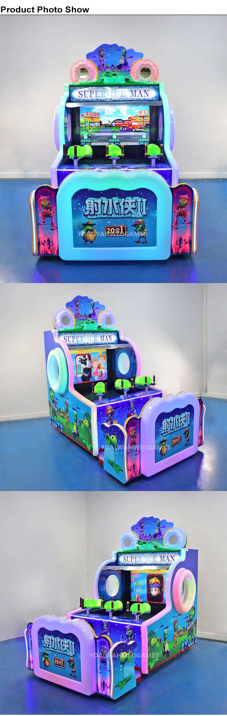 Super Ice Man Water Shooting Arcade Game Machine And Attractive Video