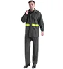 Police Duty glossy raincoat pvc Rain Wear Windproof Coat With Reflective Tape outdoor mens gear
