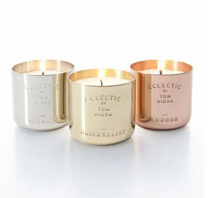 Luxury Copper Metal Vessel Eco Soy Candle Engraved Logo Jar Home