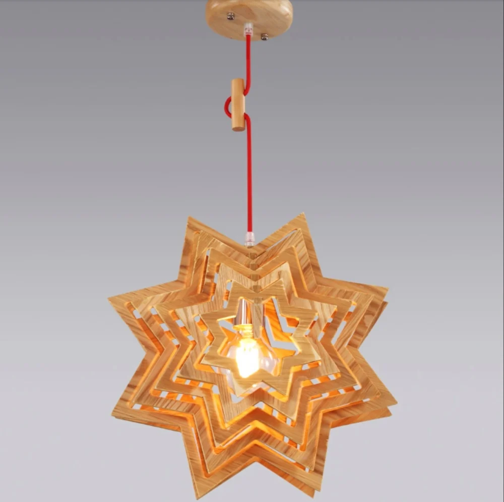 Kurze holz pendelleuchten schneeflocke form wohnzimmer ... Schlafzimmerleuchten modern
