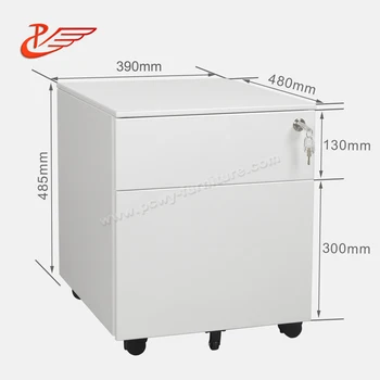 Customized Dimensions Metal 2 Drawer Mobile Pedestal File Cabinet