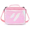 Reversible Sequin Flip Color Change Fashion Insulated Soft Bag Mini Cooler Thermal Meal Tote cooler bag for Girls