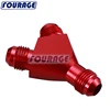 Aluminum Fuel Oil Fittings 3-Way Coupling AN8 Inlet -8 AN x 2 Outlet Male Flare Y Block Adapter