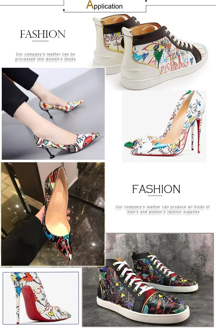 New Fashion Printing Faux Pu Leather for lady fashions shoe