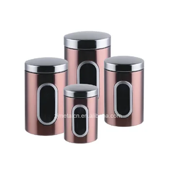 copper tea coffee sugar canisters next