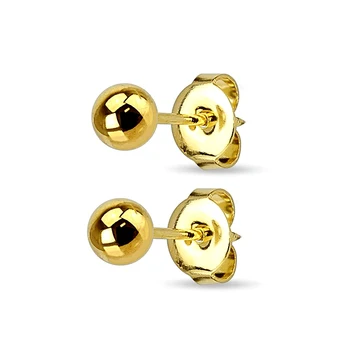 316l surgical plated stainless steel gold 3mm larger stud earrings