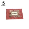 Red background custom metal name leather label sewing tag patches for clothing