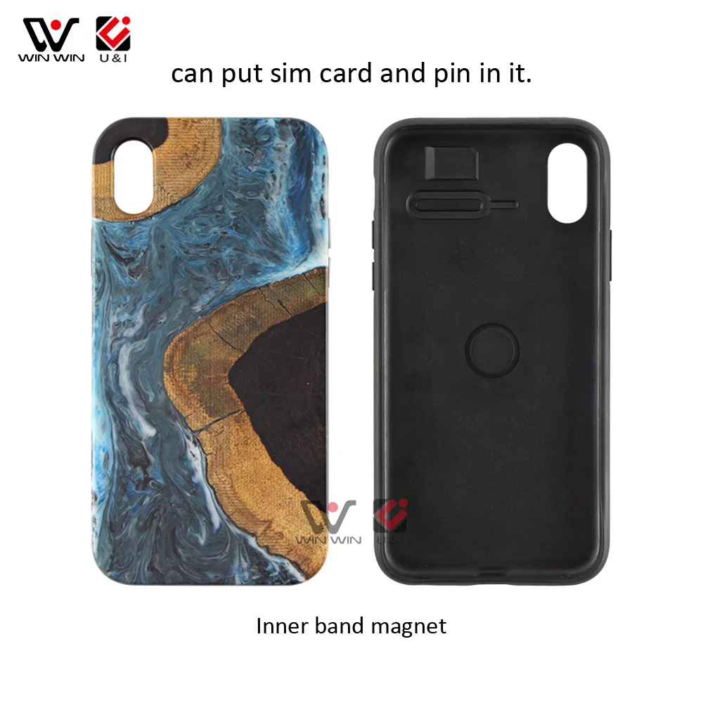 Deep Sea Water Natural Resin Solid Wood Phone Case For iPhone X XS XR XS Max