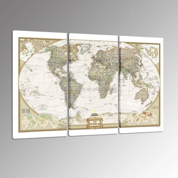 Mode Carte Du Monde Moderne Toile Art Mural Pour Canapé Décoration Murale étiré Et Encadré Prêt à Accrocher Buy Art De Mur De Toile De 3