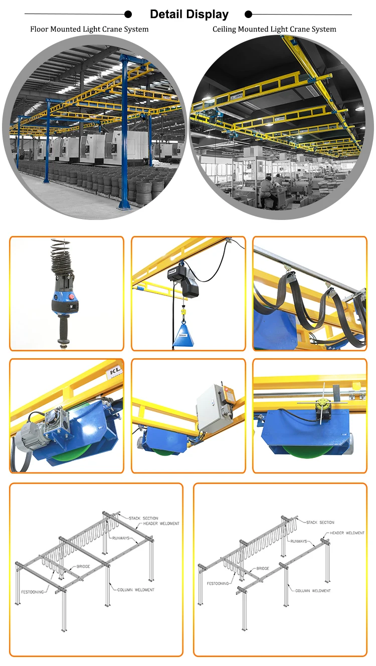 2000 kg 2000kg Buckets Grab Overhead Light Crane System