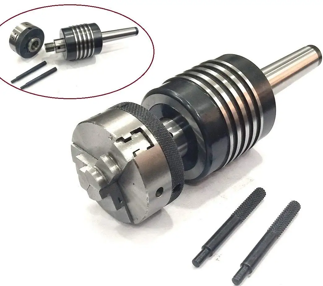 REVOLVING LIVE CENTER MT2 THREADED M14 X 1 WITH 70 MM 4 JAW INDEPENDENT CHUCK