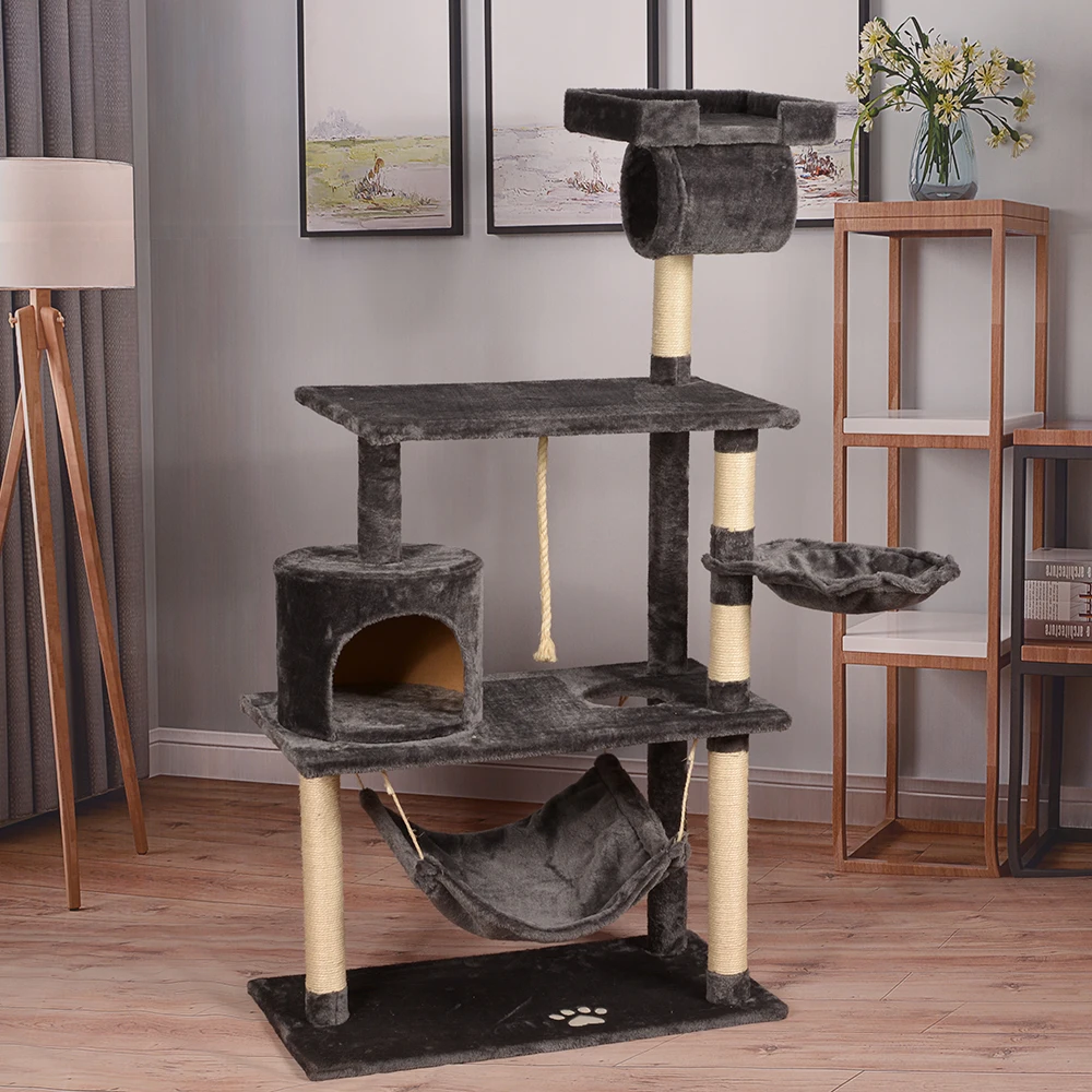 Natural Sisal Wooden Scratching Foldable Pet Scratcher Cat Tree House