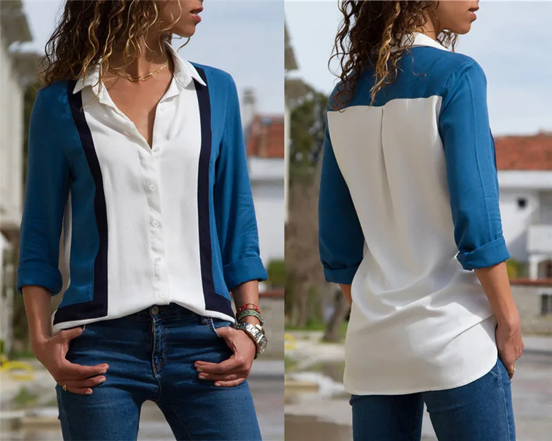 Selene Color Block Patchwork Long Sleeve Top