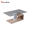 WHITE PU HIGH GLOSS AND 3D PAPER RECTANGULAR GLASS TOP MDF COFFEE TABLE