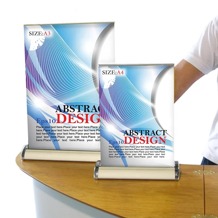 Portable Trade Show Mini Rollup Display Tabletop A3 A4 Retractable