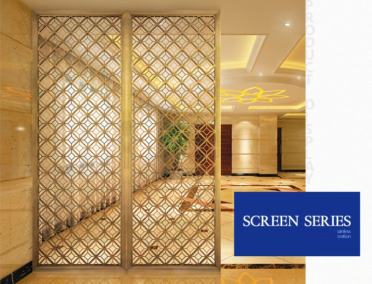 freestanding stainless steel decorative room partition divider Dubai metal panel screen room divider