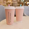 Wholesale Customized Printed Disposable Pink Coffee Paper Cup