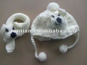 Hand Knitted Dog Hat And Scarf Animal Pattern