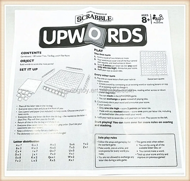Scrabble Upwords Board Game 100 Pcs Scrabble Tiles Buy Scrabble