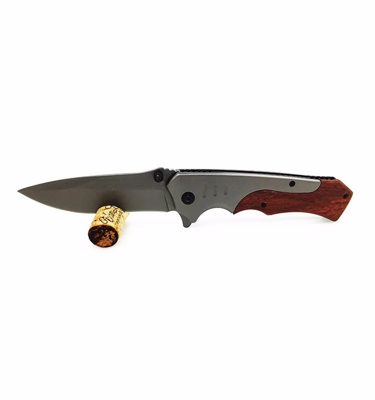 The Best Wood Folding Knife With 440 Blade All Steel + Red Wood Handle