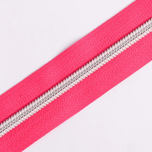 5# nylon coil zipper long chain with silver teeth supplier