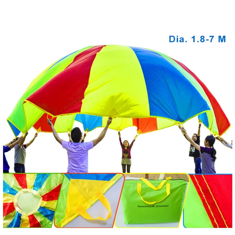 12 Ft Dia.5m Rainbow Educational Color Parachute Sale Play Game For