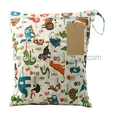 Dosige Wet Bag Waterproof Printed Diaper Bag Reusable Washable Zipper Baby Cloth Diaper Storage Bag Tote