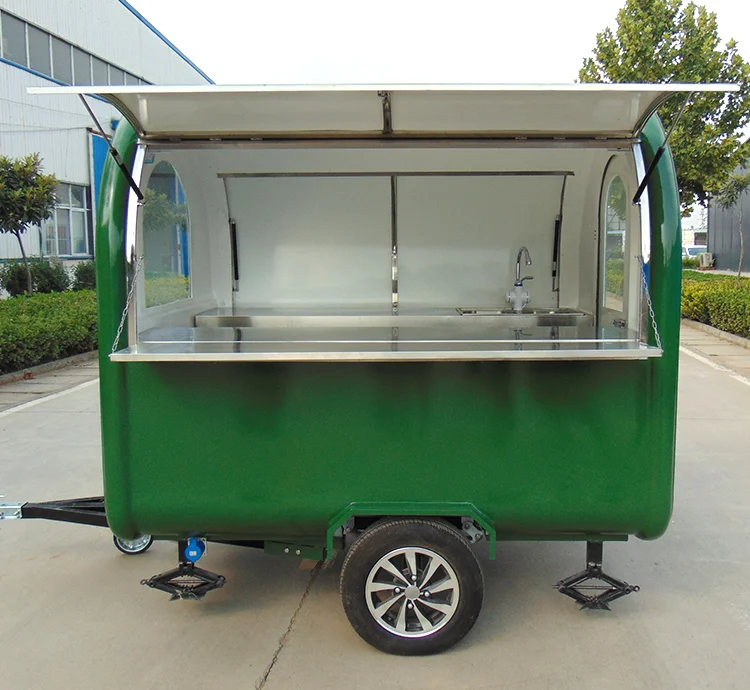 Mobile Breakfast Food Carts / Moving Dining Car Trailer Outdoor Street