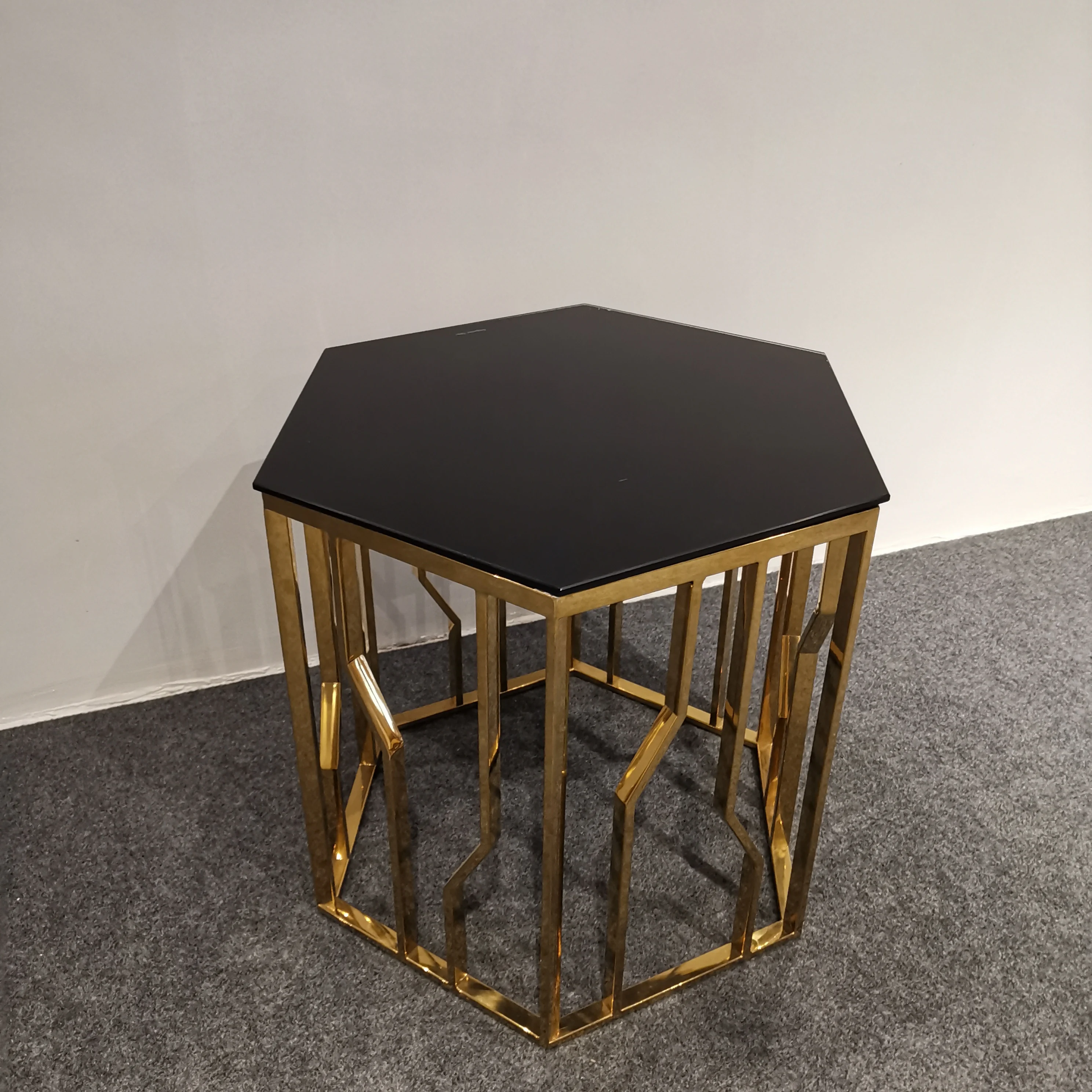 热卖六角玻璃咖啡桌小圆折叠颜色边桌