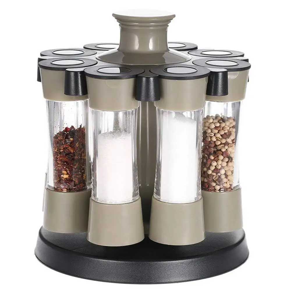 8Pcs Kitchen Tools Rotating Spices Bottles Cooking Tools Acrylic Seasoning Rack Salt Pepper Storage Organizer Home Kitchen Set