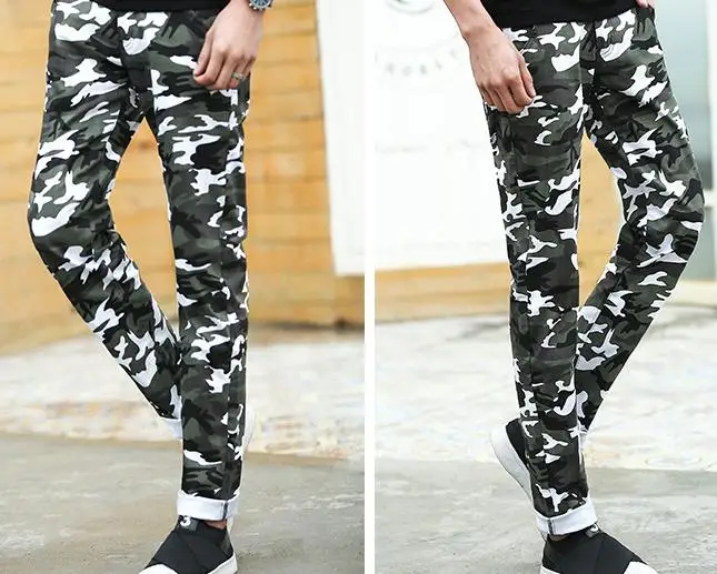 camouflage print trousers