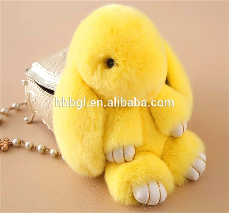 Luxury Plush Real Rex Rabbit Fur Keychain Cute Toy Bunny Handbag Pendant  Charm Trinkets Women Car Key Rings Ornaments Gift