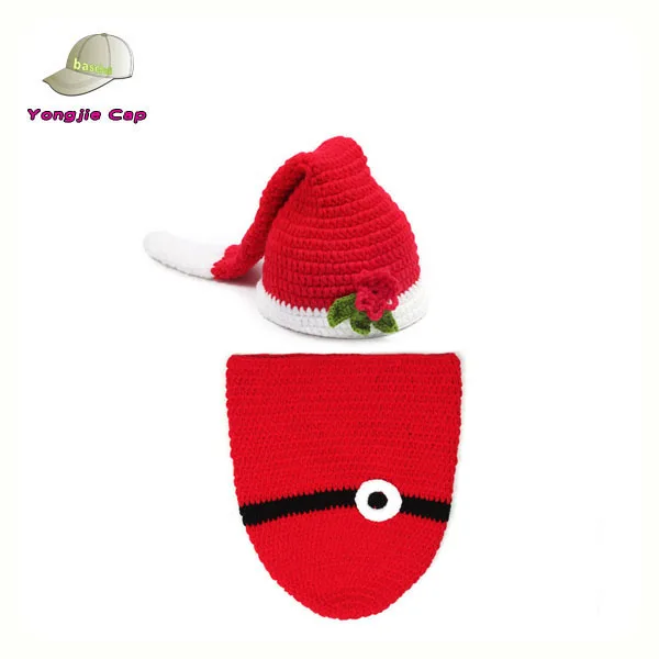 Newborn Baby Boys Girls Christmas Santa Claus Knit Hat Photography Props Costume