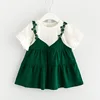 False two-piece 3-7 years birthday pari dress model for child baby girl