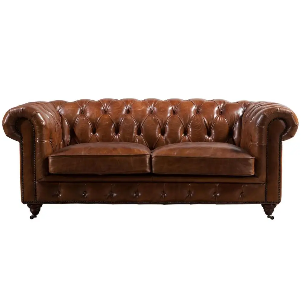 Hand Finished Vintage Tan Leather Chesterfield Sofa Furniture - Hand Finished Vintage Tan Leather Chesterfield Sofa Furniture
