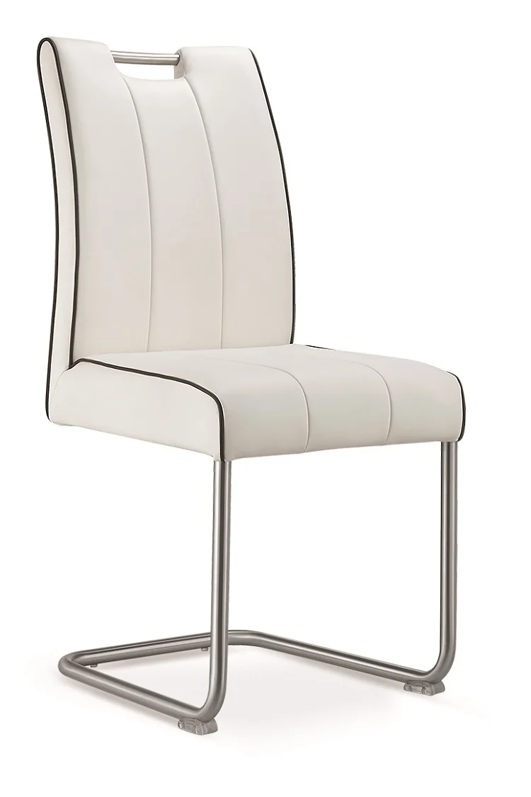 Free sample high quality stainless steel white PU Leather Dining Chair