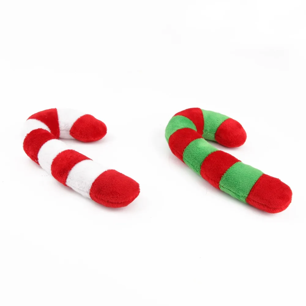 plush candy cane dog toy