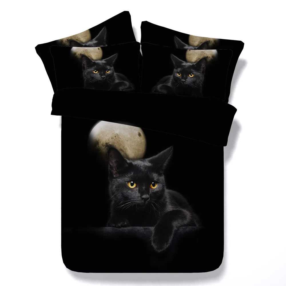 Mystical Black Cat Under Full Moon 3d Bed Set Buy 3d Comforter