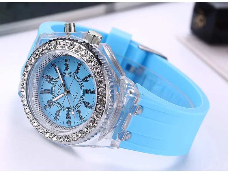 3853 Summer Luminous Watch women LED digital watch Couple Colorful glow with silicone strap flashing watch