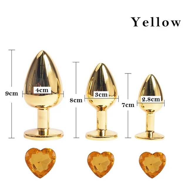 3 Sizes Hot Sale Anal Sex Toys Golden Heart Shape Anal Plug Adult Products Sex Machine For