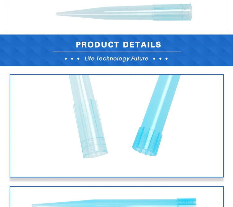 Yiwu Medical Disposable PP 1000ul Molded Graduated Gilson Eppendorf Blue Tips Pipette Tips